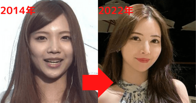 2014年と2022年の尾崎美紀の顔画像比較